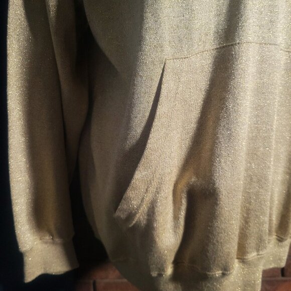 Bob Mackie Women's Gold Shimmer 1/4 Zip Hooded Sweatshirt - Size M - Picture 8 of 14